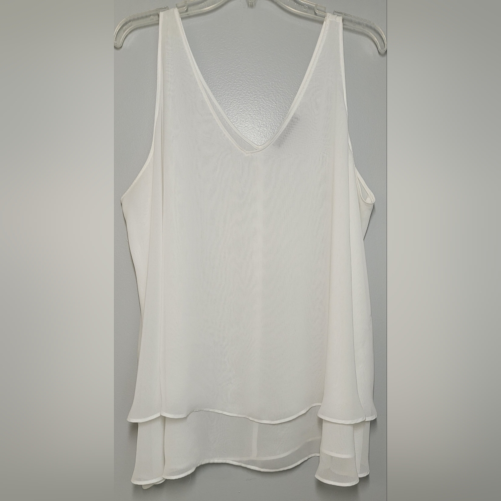 Lane Bryant White Asymmetrical Tiered Camisole